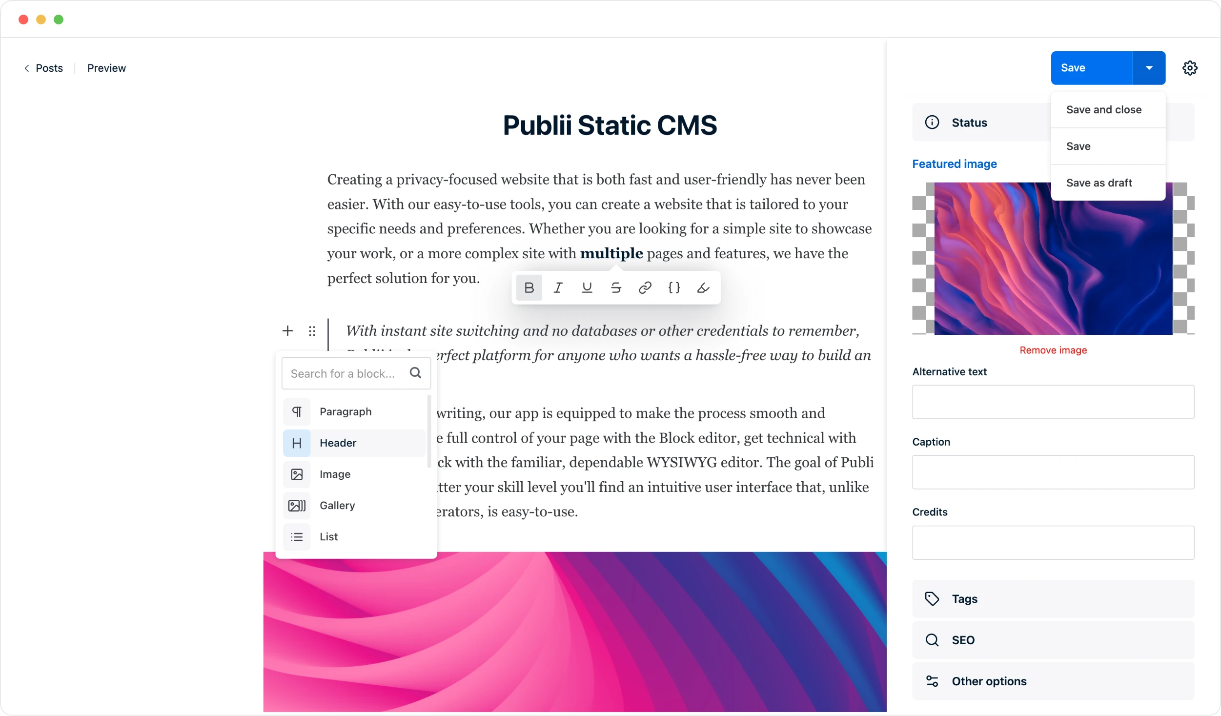 The Static CMS with GUI for Secure, Fast, and GDPR Compliant Websites.