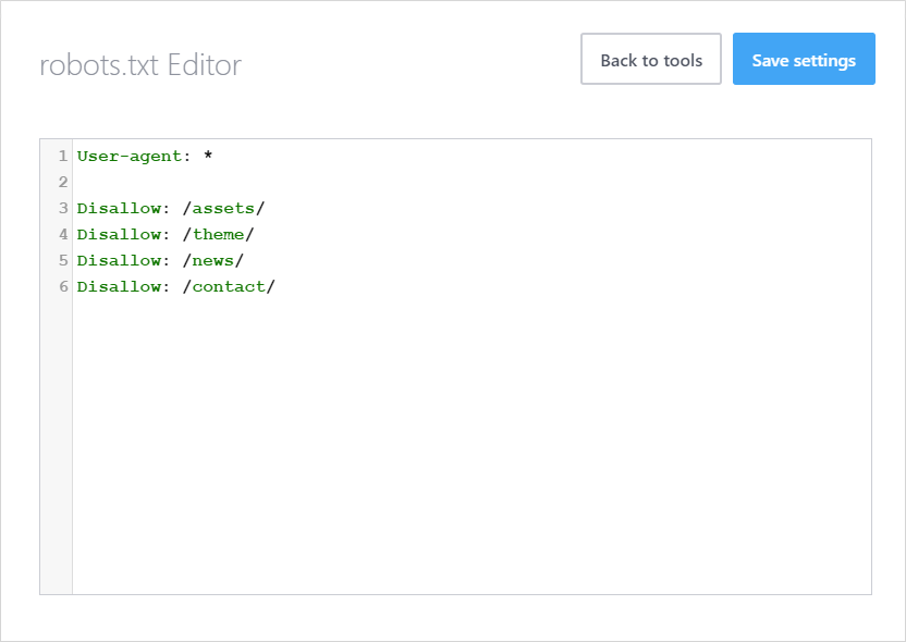 Publii robots txt editor