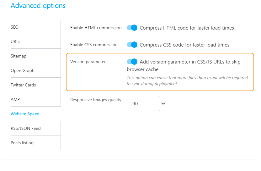 Version parameter