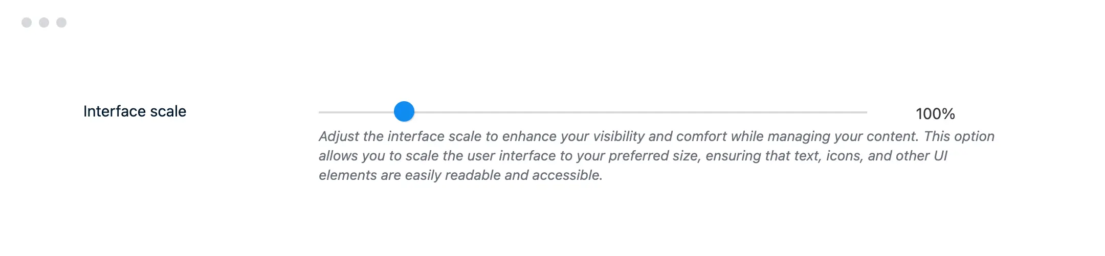 Interface scale in Publii CMS