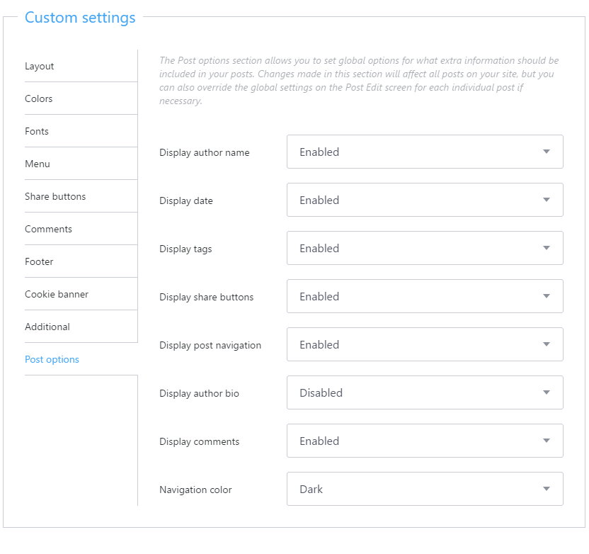 Post layout options