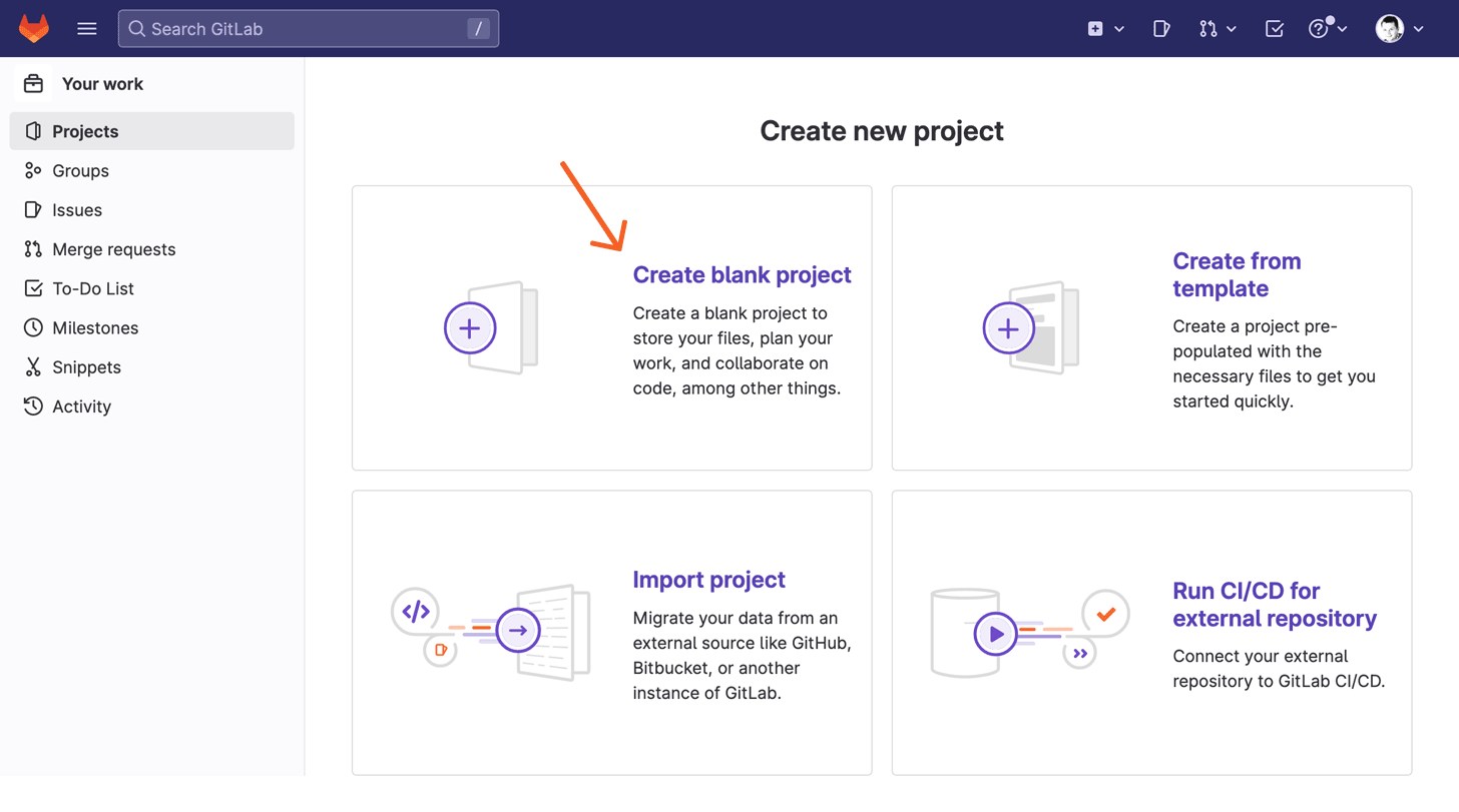 GitLab Create Blank Project