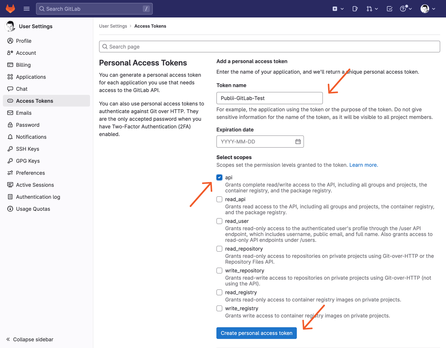 GitLab Personal Access Token