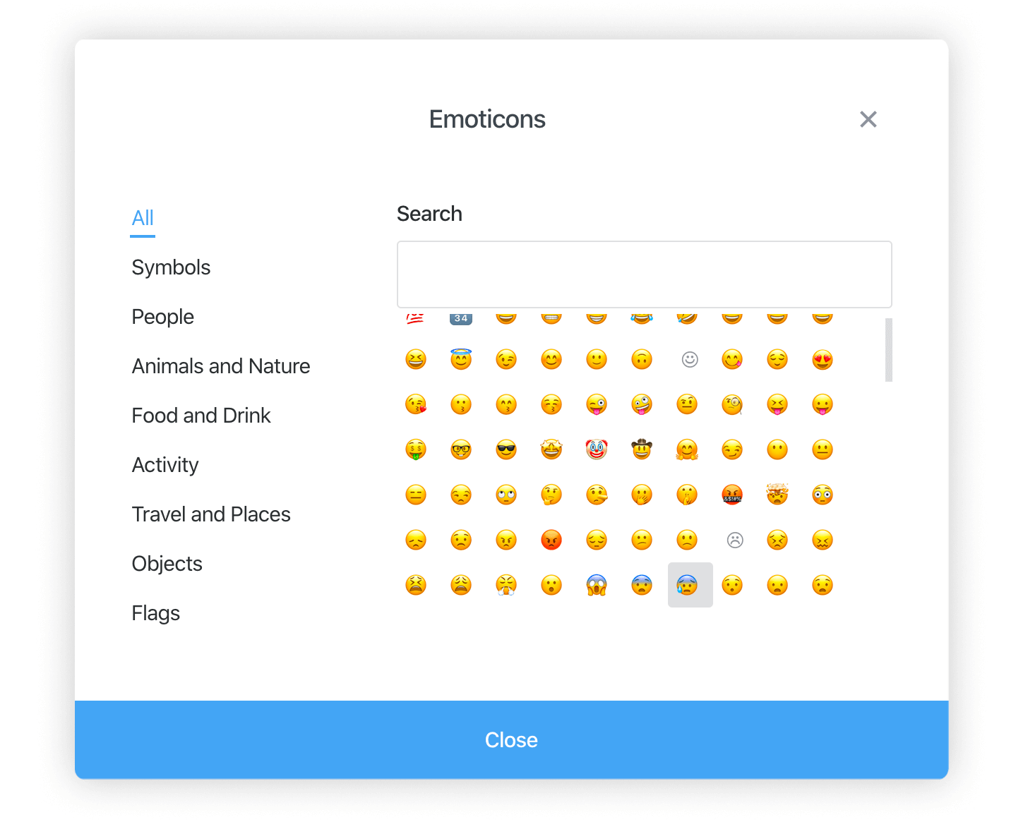 emoticon pop-up