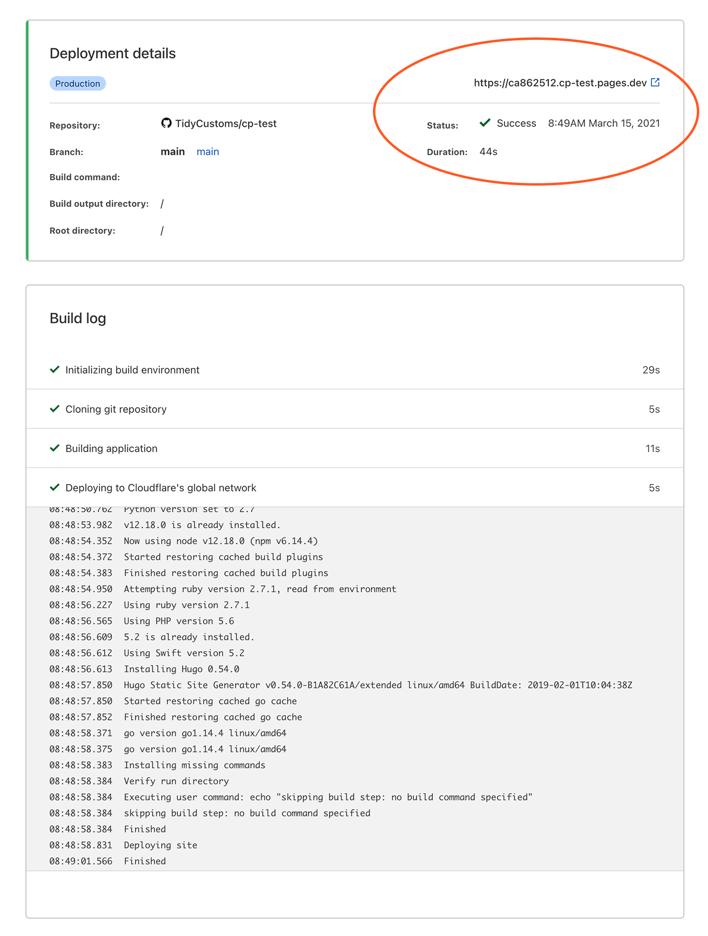 Cloudflare Deployment details
