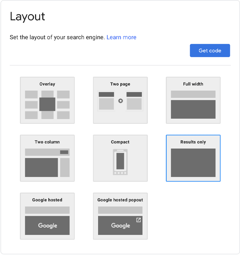 Google Programmable Search Layout 